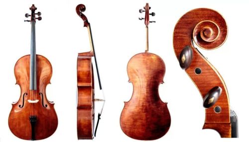 new cello from 2013 made of a model by Stradivari, forma buona. vibrant string length 690, back length 750